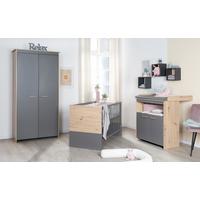 BABYZIMMER SET Anna 3-teilig - Alteiche/Anthrazit, Holz/Holzwerkstoff (96/190/50cm) - Roba