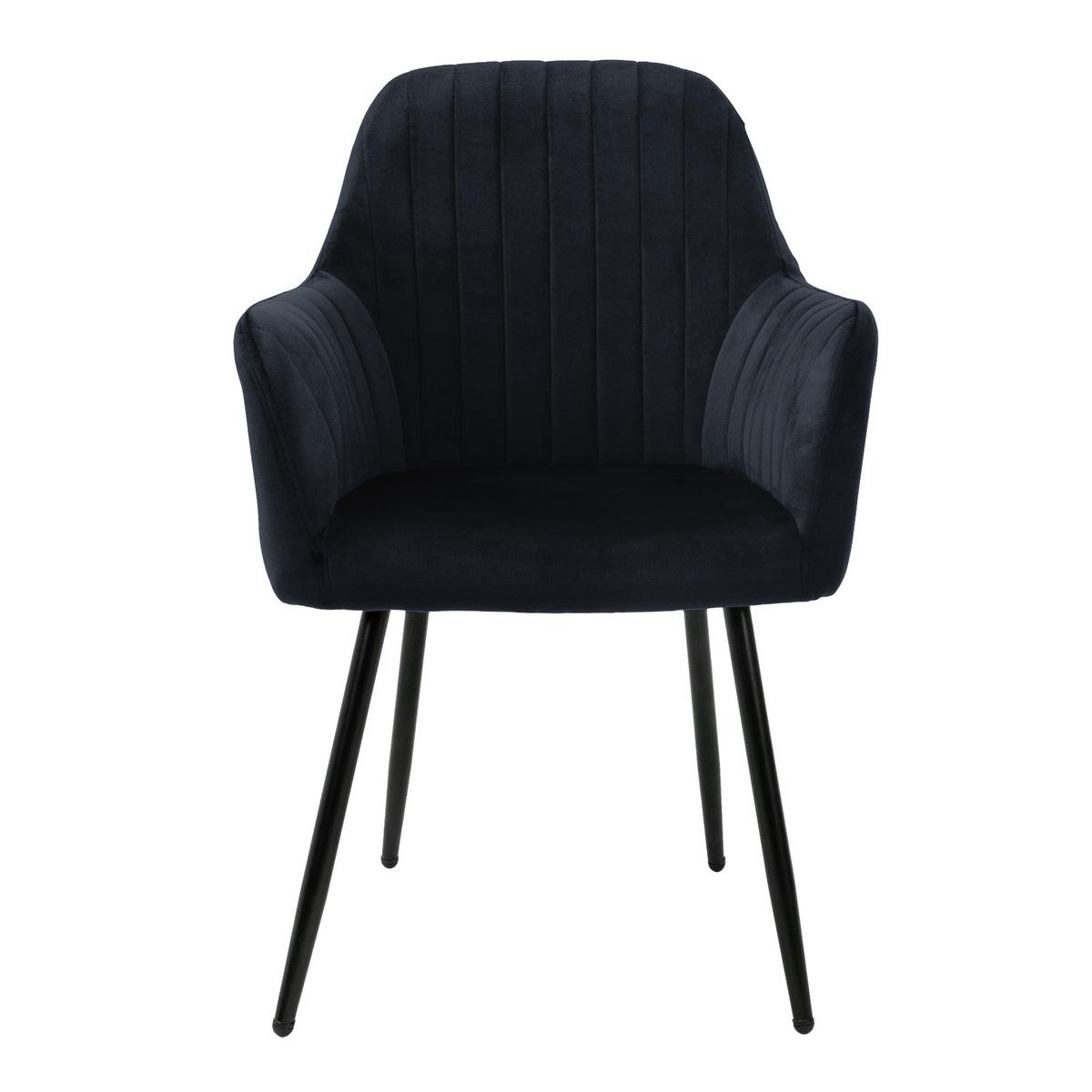 ESSZIMMERSTUHL 4er Set Schwarz Samt - Schwarz, Metall (60/84/58cm) - ML-DESIGN