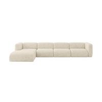 ECKSOFA Ottomane Links MIRA-L3 409x179x70 Creme Velours - Creme/Schwarz, Holzwerkstoff/Kunststoff (409/179cm) - ALTDECOR