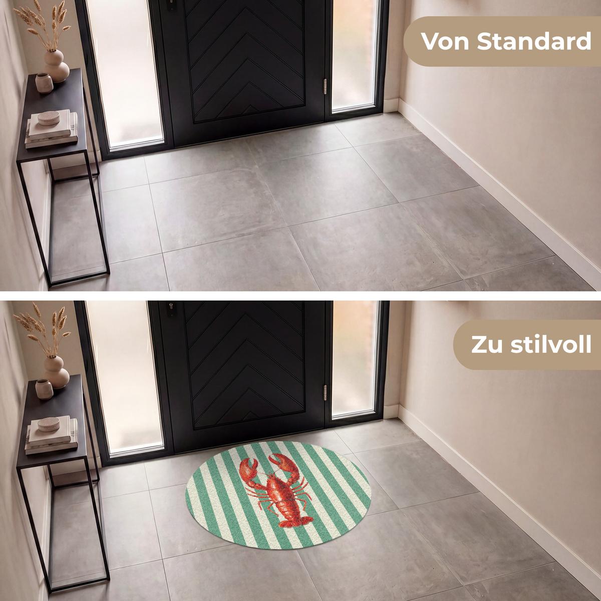 FUSSMATTE Krebs - Streifen - Realistisch - Sommerlich Schmutzmatte 90x90 cm - Multicolor, Kunststoff (90/0.4cm) - MuchoWow