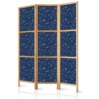 PARAVENT Japanischer 3-tlg 135x172 cm Kosmische Inspiration - Blau, Holz/Textil (135/172/3cm) - Muralo