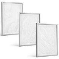 BILDER SET 3er Set - 40x60 cm Silberner Rahmen - Elegante Marmorstruktur - Silberfarben, Kunststoff (40/60cm) - TULUP