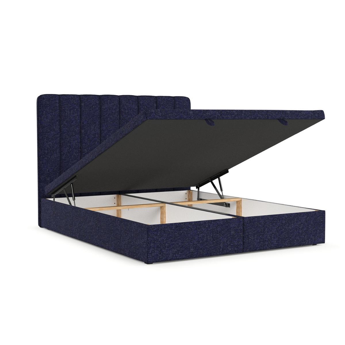 POLSTERBETT Vienna mit Stauraum 140/200 cm Marineblau im Alta Stoff - Schwarz/Dunkelblau, Holz/Holzwerkstoff (140/200cm) - AltaBeds