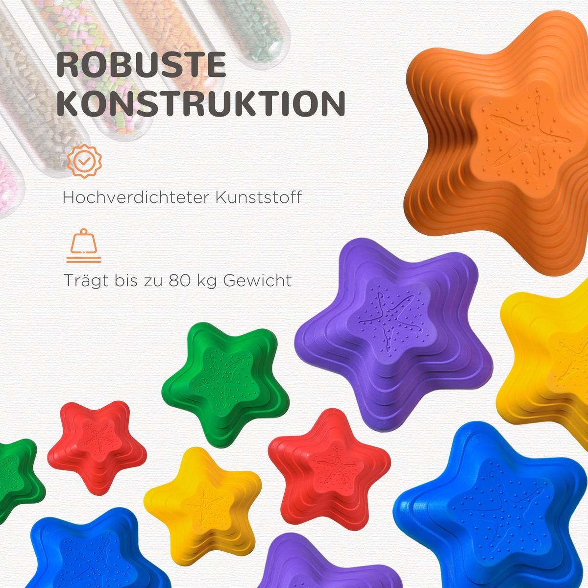 FLUSSSTEINE 11ER Balance-Steine Kleinkinder Sprungbrett Trittsteine Rutschfest - Multicolor, Kunststoff (40.5/20/40.5cm) - Outsunny