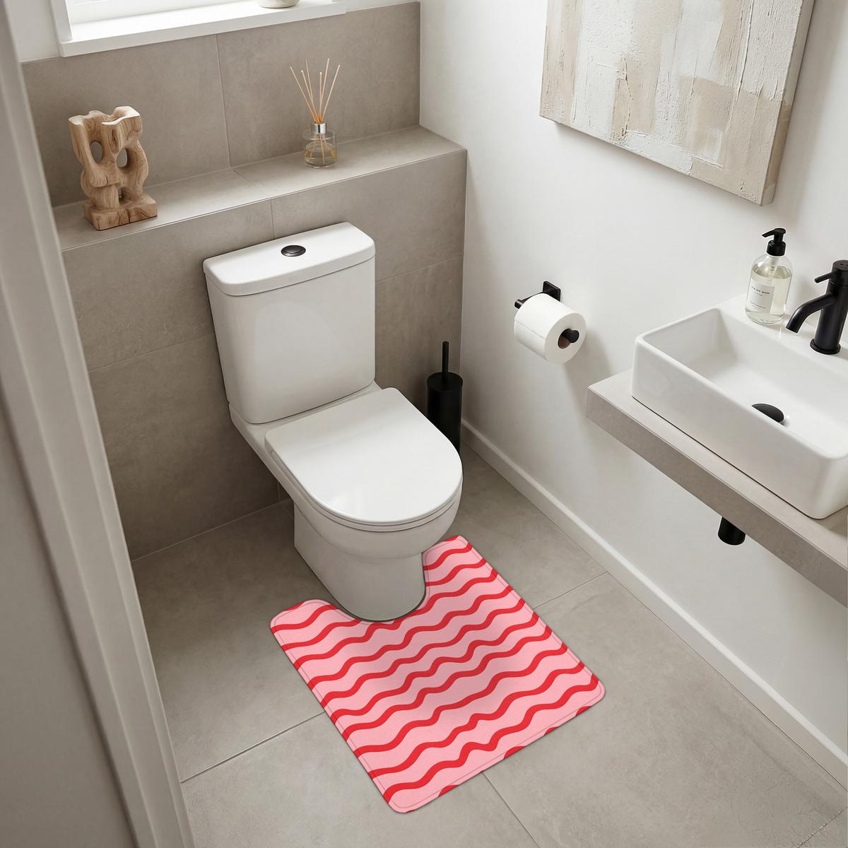 WC-VORLEGER Verspielt - Muster - Rot Toilettenvorleger 55x60 cm - Rosa, Textil (55/1cm) - OnlyWow
