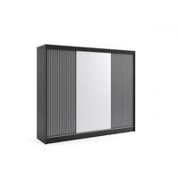 KLEIDERSCHRANK VILAN mit Lamel - 250 cm - Schwarz - Schwarz, Holzwerkstoff (250/215/61cm) - ALTDECOR