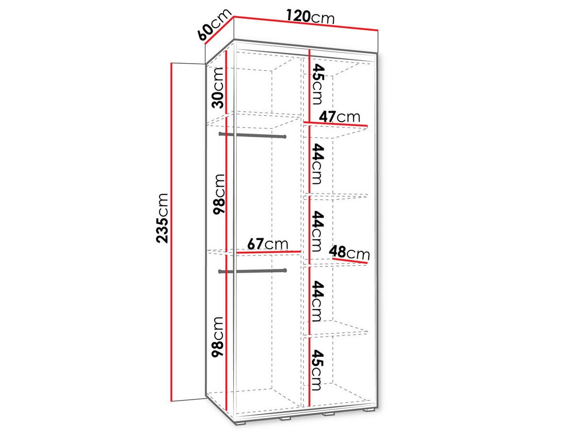 KLEIDERSCHRANK Dakota 3 120 cm - Beige/Schwarz, Holzwerkstoff/Kunststoff (120/235/60cm) - MIRJAN24