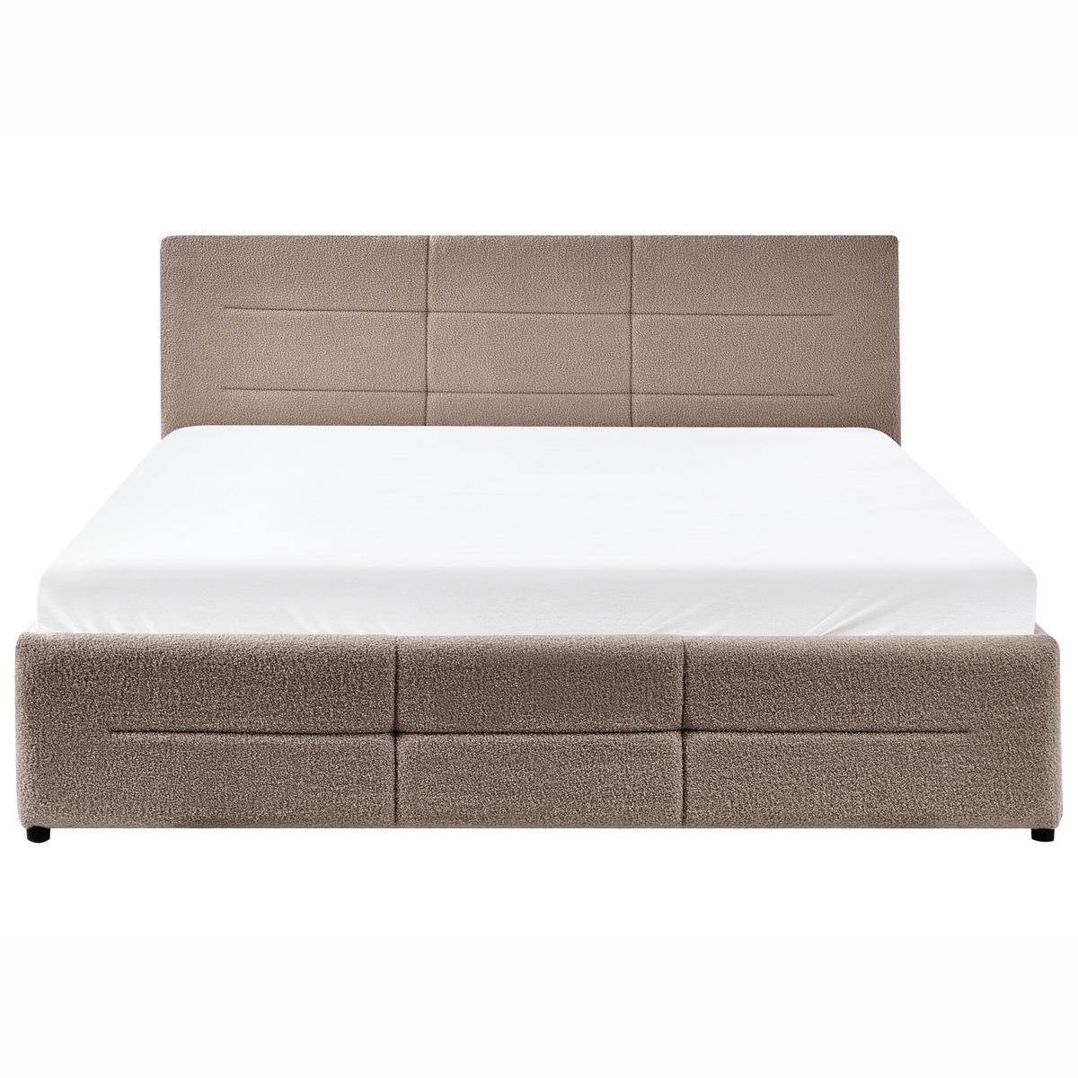 BETT mit Stauraum 160/200 cm Bouclé Taupe Massognes - Taupe, Textil (160/200cm) - Beliani