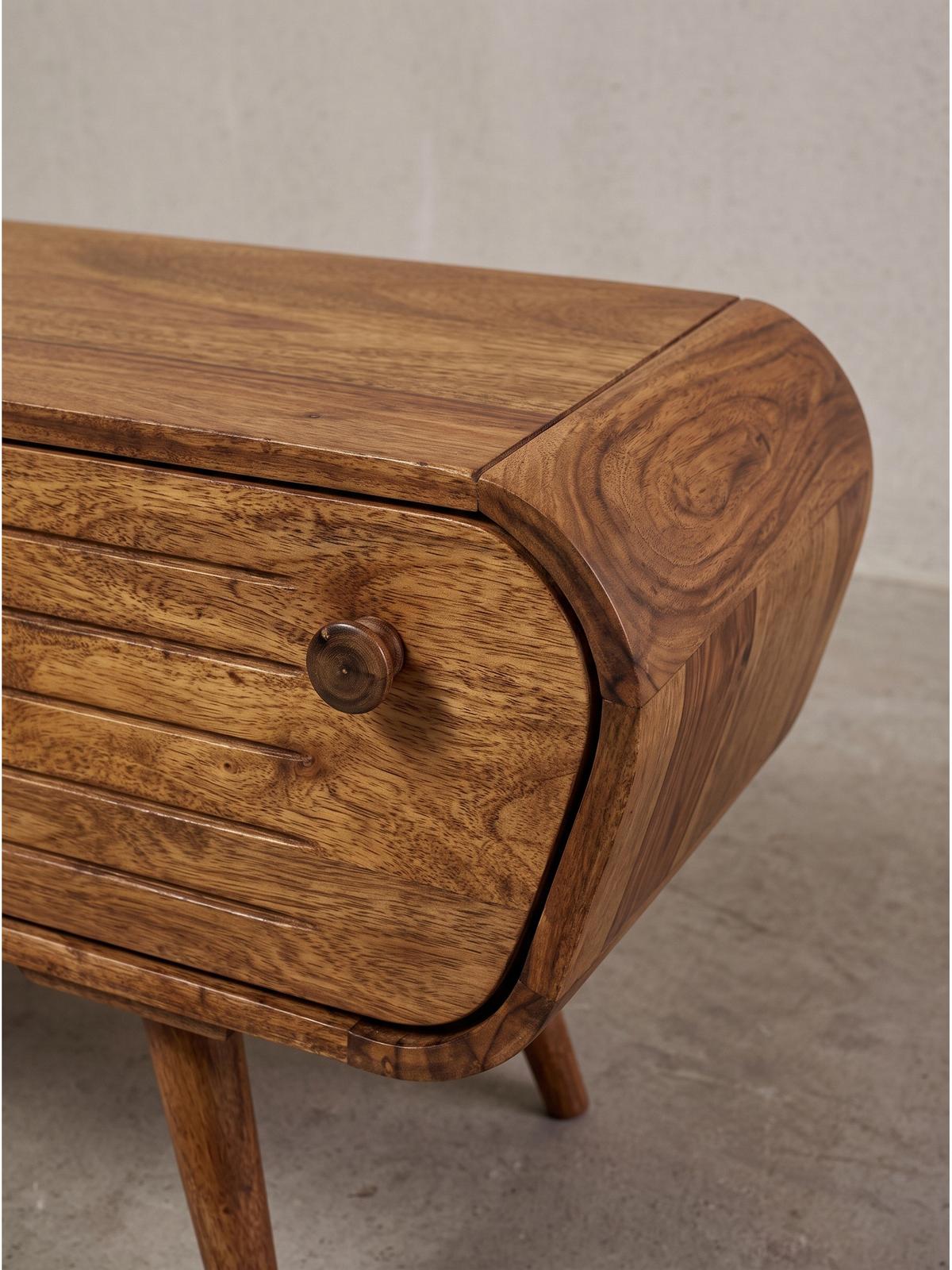 LOWBOARD SCHELDE, Dunkles Massivholz, mit Stauraum, 160 x 45 x 50 cm - Dunkelbraun/Braun, Holz (160/50/45cm) - KADIMA DESIGN