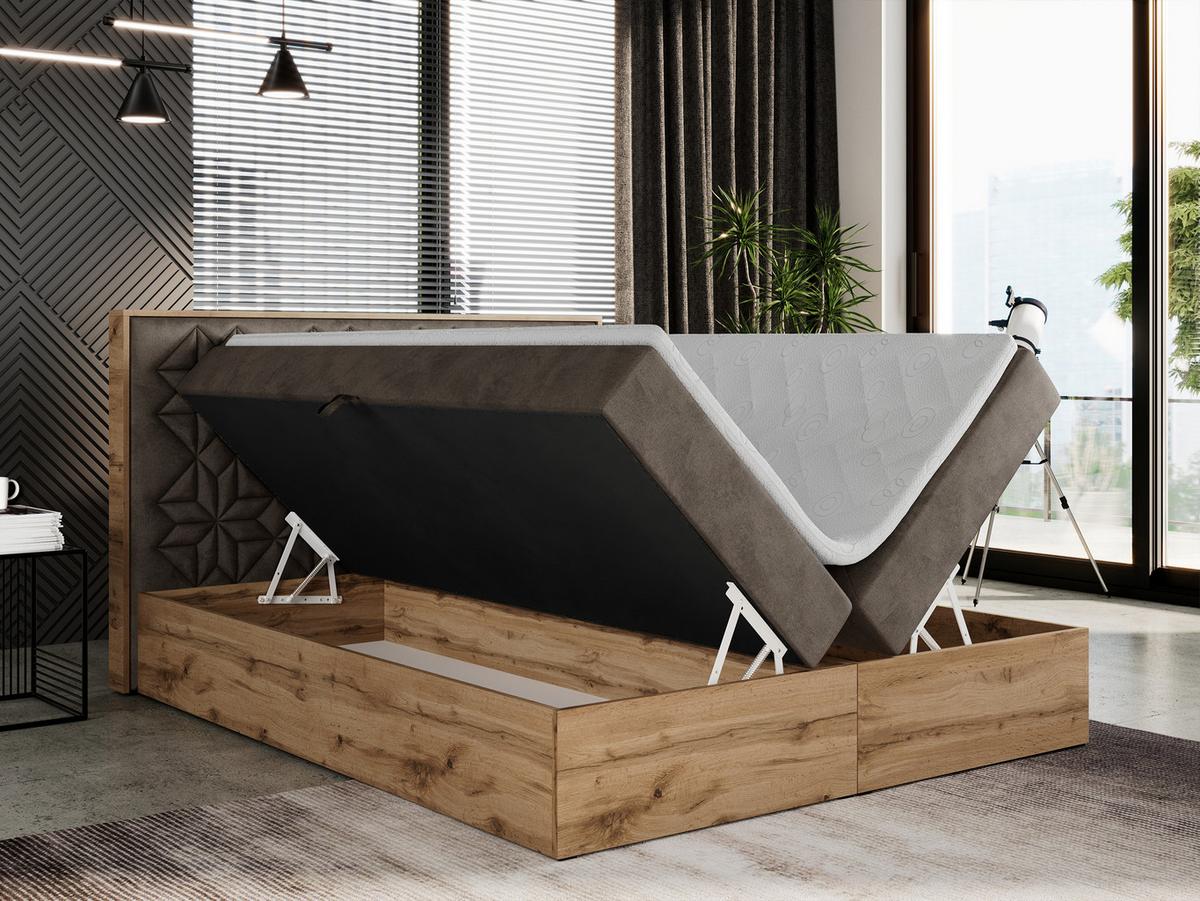 BOXBETT NESSI - 120/200 Braun Velvet - H3 - Braun, Holz/Textil (120/200cm) - MKS