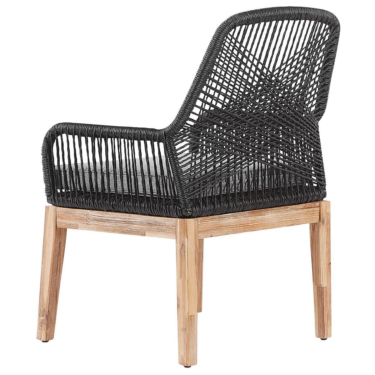 GARTENSTUHL 2er-Set Massivholz hellgrau Olbia - Hellbraun/Schwarz, Kunststoff (64/89/71cm) - Beliani