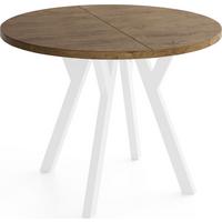ESSTISCH Vero rund ausziehbar verlängerbar, Eiche Braun Rustikal 80-130/80/77 cm - Alteiche/Weiß, Holz/Holzwerkstoff (80/130/77cm) - WFL GROUP
