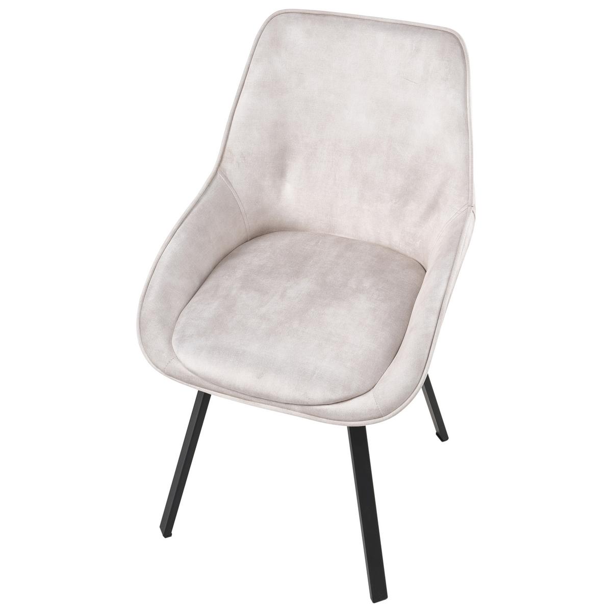 ESSZIMMERSTUHL 2er Set drehbar Samtstoff Hellbeige Terlton - Beige/Schwarz, Textil/Metall (52/89/54cm) - Beliani