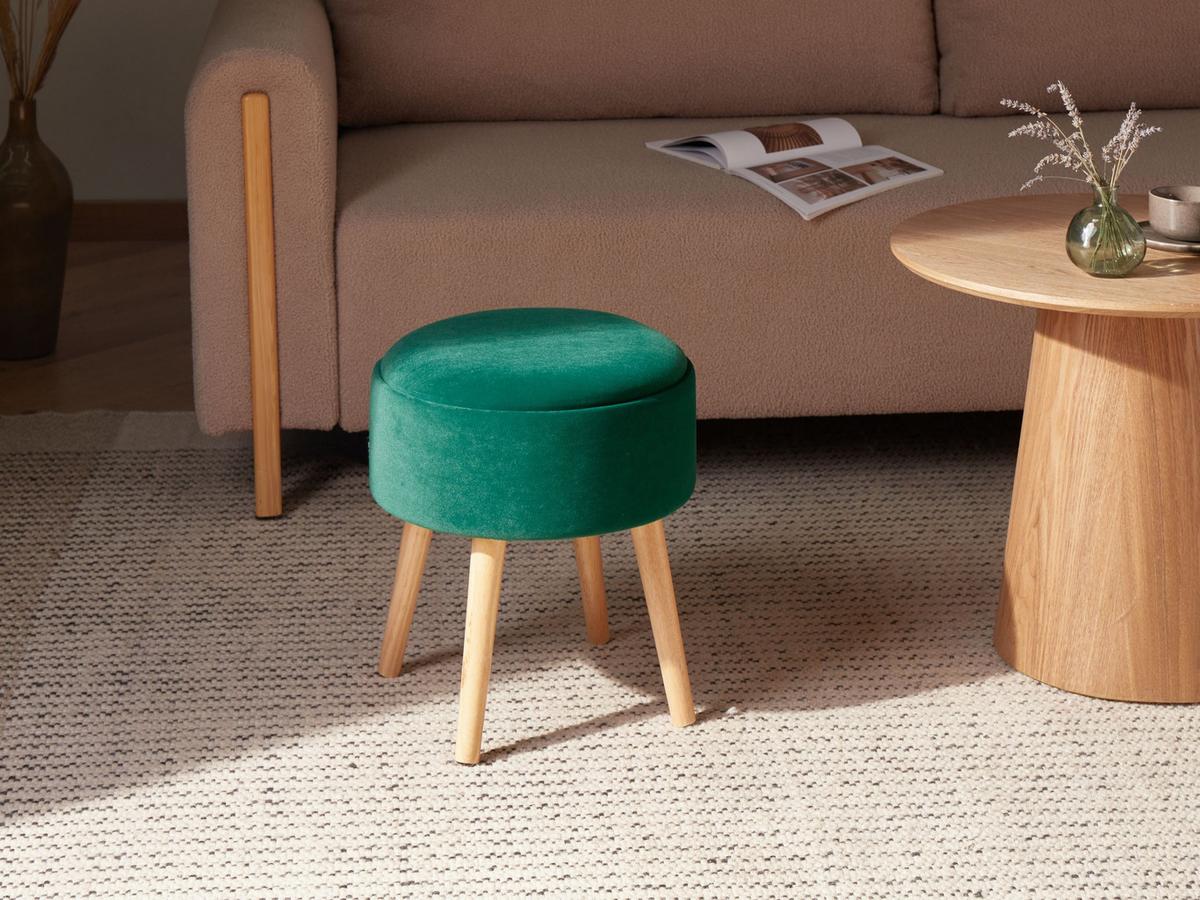 HOCKER Smaragdgrün Neely - Grün, Textil (39/43/39cm) - Beliani