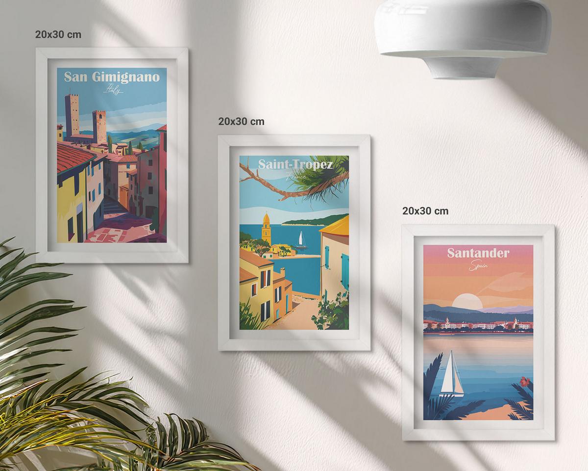 BILDER SET 3er Set - 20x30 cm Weißer Rahmen - Italienische Stadtlandschaften - Weiß, Kunststoff (20/30cm) - TULUP