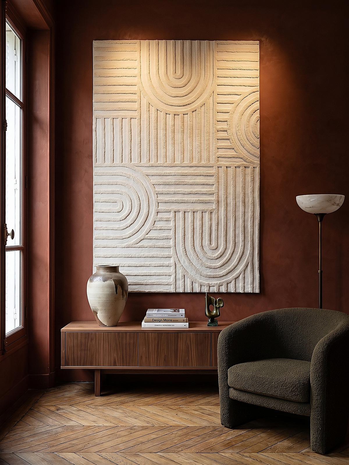 HOCHFLORTEPPICH ENRICK, Bogen-Relief, Creme, 200 x 300 cm - Beige, Textil (200/300cm) - KADIMA DESIGN