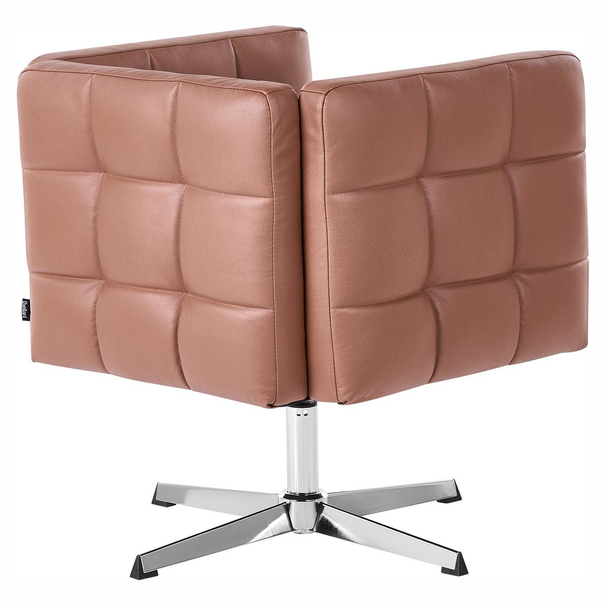 DREHSESSEL Kunstleder Braun Levanger - Silberfarben/Braun, Kunststoff/Metall (71/77/67cm) - Beliani