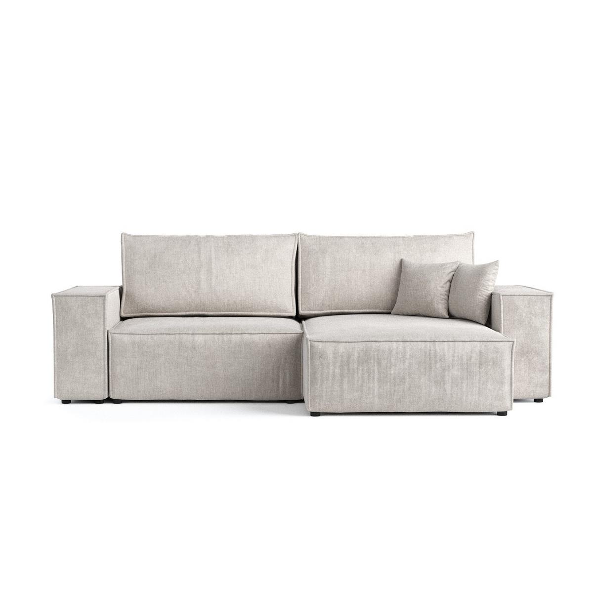 ECKSOFA CAVO mit Schlaffunktion Hellbeige im Wind Stoff - Beige/Schwarz, Holz/Holzwerkstoff (255/148cm) - AltaBeds