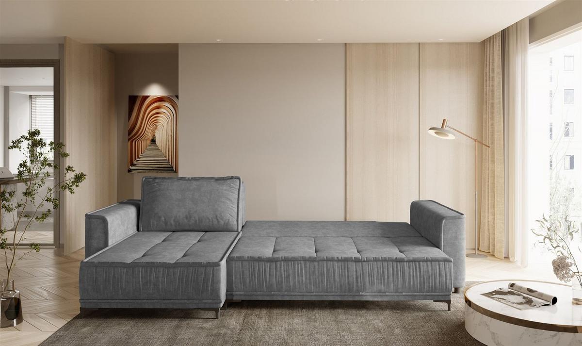ECKSOFA Juna Mit Schlaffunktion - Beige, Holzwerkstoff/Textil (240/140cm) - Fun Möbel