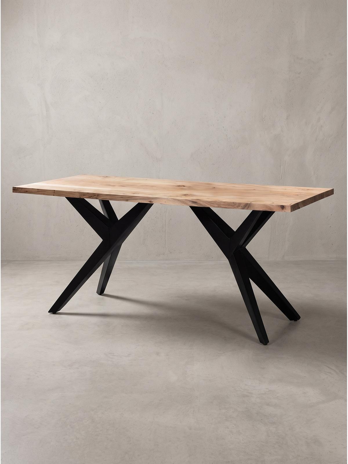SCHREIBTISCH BLAVET, Akazie Massivholz, Akazie-Schwarz, 200 x 100 x 76 cm - Schwarz/Akaziefarben, Holz/Metall (100/200/76cm) - KADIMA DESIGN