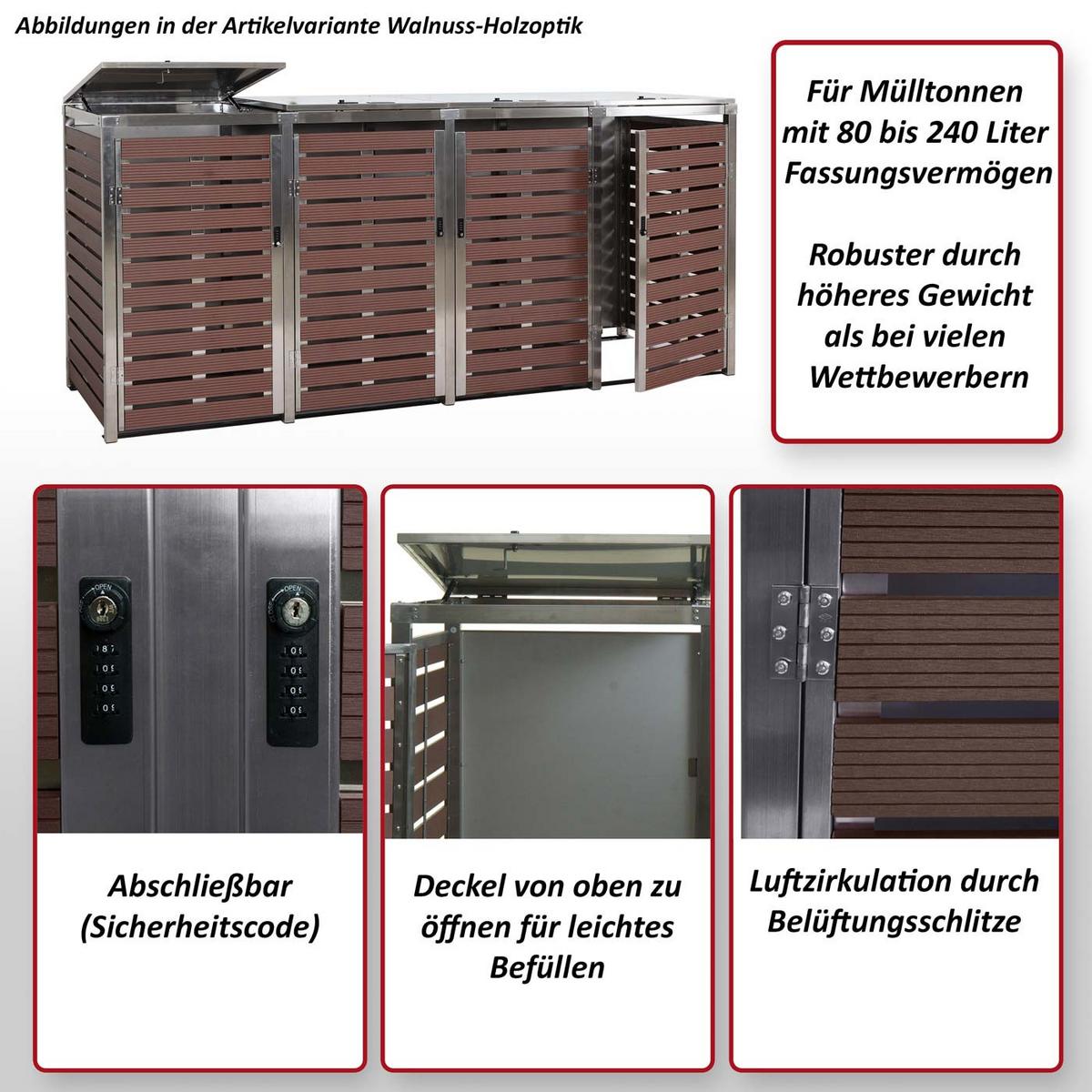 MÜLLTONNENVERKLEIDUNG 4ER Anthrazit - Anthrazit, Metall (264/120/85cm) - MCW