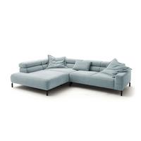 ECKSOFA DELIA Hellblau Cord - Schwarz/Hellblau, Textil/Metall (276/219cm) - KAWOLA