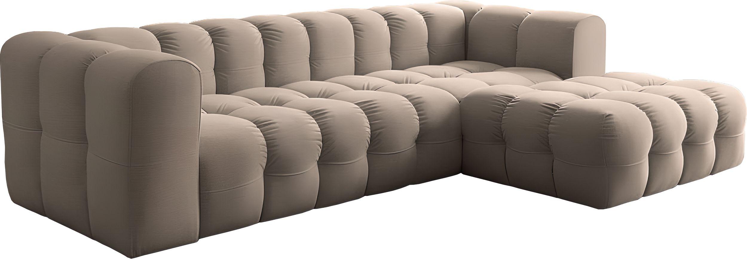 ECKSOFA Mochi L-Form 5-Sitzer Rechts, Samt, Taupe 290/75/193 cm - Taupe/Beige, Kunststoff/Textil (290/193cm) - WFL GROUP