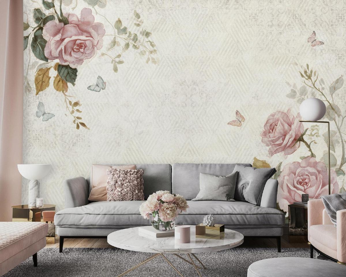 FOTOTAPETE Blumen Rosen Beige 254x184 cm - Multicolor, Papier (254/184cm) - Wallarena