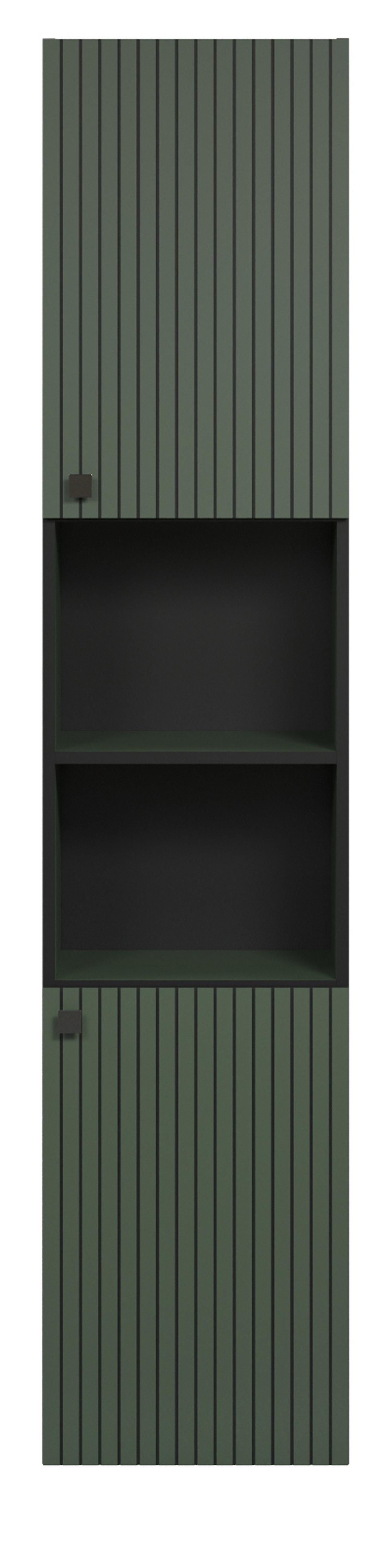 HOCHSCHRANK grün 70 x 186 cm, Badschrank mit viel Stauraum - Schwarz/Grün, Holzwerkstoff/Metall (31/186/40cm) - Top.Furn