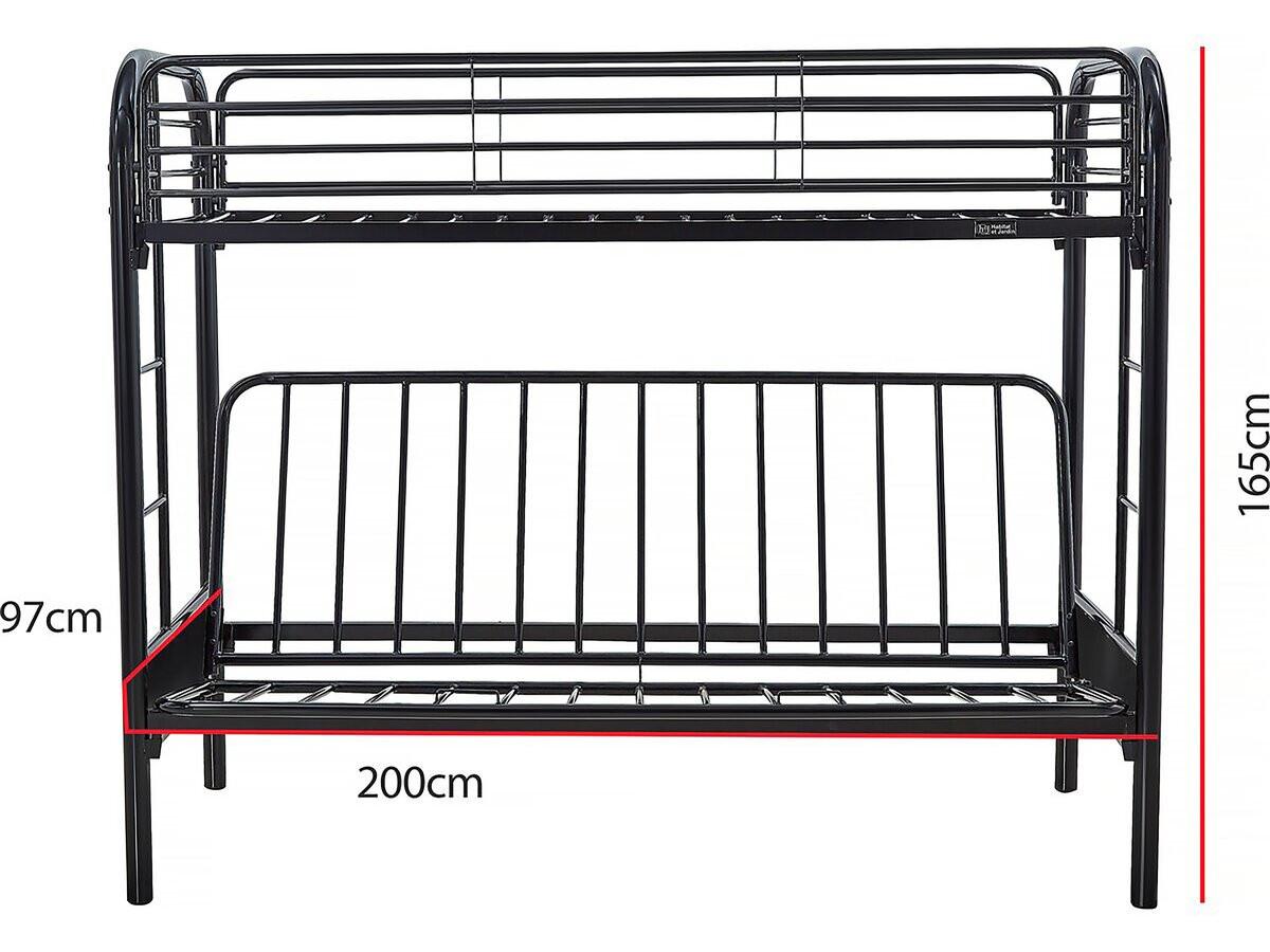 ETAGENBETT polo Schwarz - Schwarz, Metall (190/90cm) - Habitat Garten