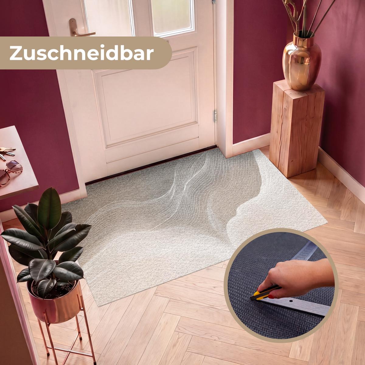 FUSSMATTE Wellenlinien - Luftströme - Harmonisch Schmutzfänger 150x90 cm - Beige, Kunststoff (150/0.4cm) - MuchoWow