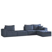 ECKSOFA Sande Xl In Raven - Blau, Holzwerkstoff/Textil (372/192cm) - Fun Möbel