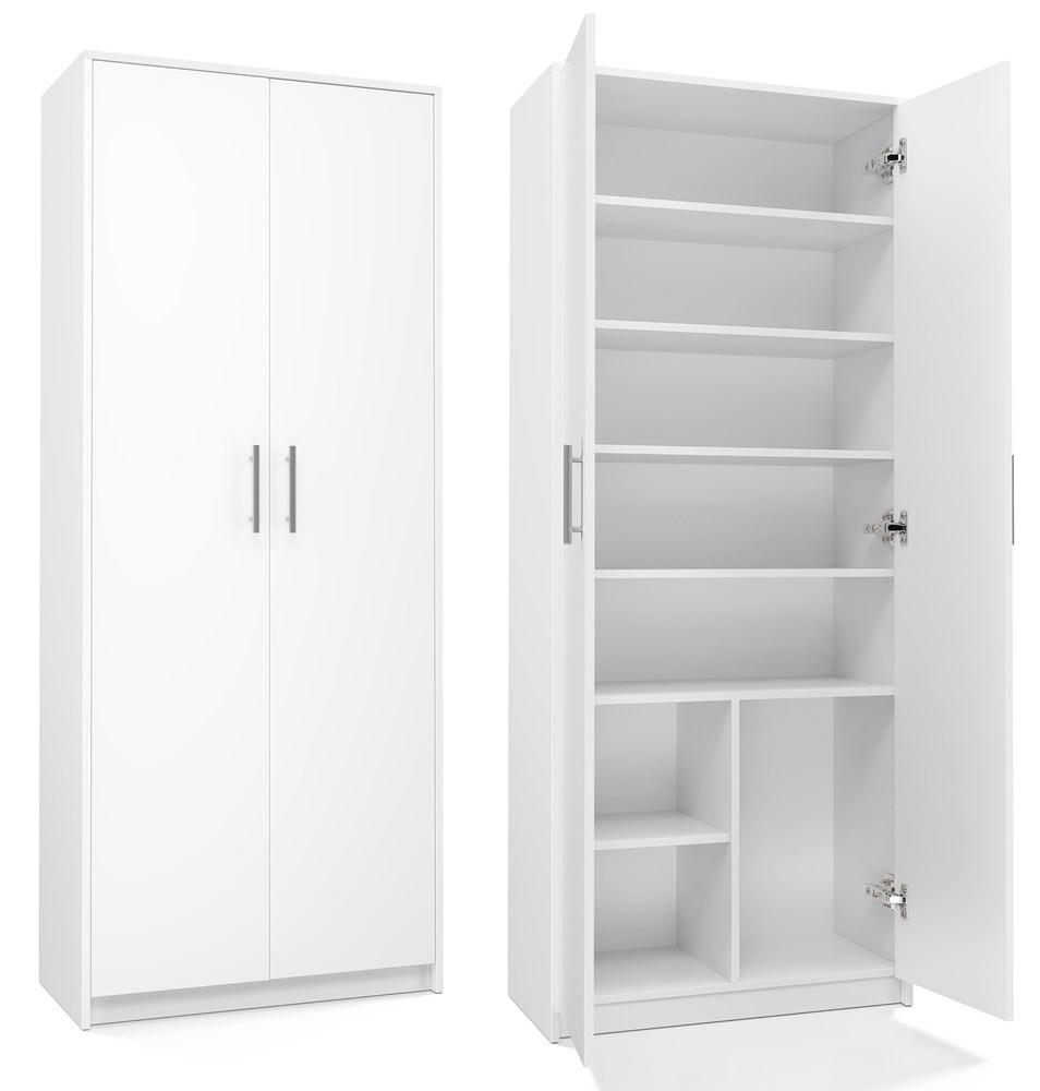 STANDREGAL OLIV mit Türen und 8 Fächern - Weiß, Holzwerkstoff (74/180/35cm) - RAUMHIRSCH FURNITURE