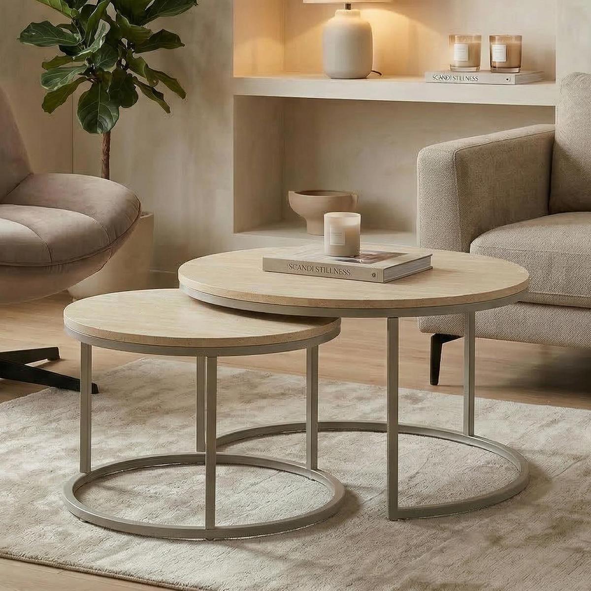 COUCHTISCHSET TOURS 2er Set cappuccino - Kaschmir, Holzwerkstoff (80/80/45cm) - IDIMEX
