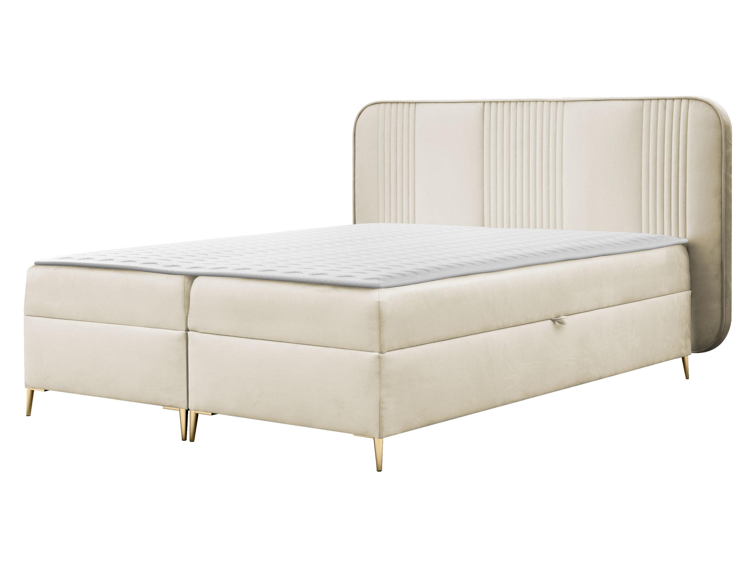 BOXBETT Fandy - H3 - Goldfarben/Creme, Holz/Textil (160/200cm) - MIRJAN24