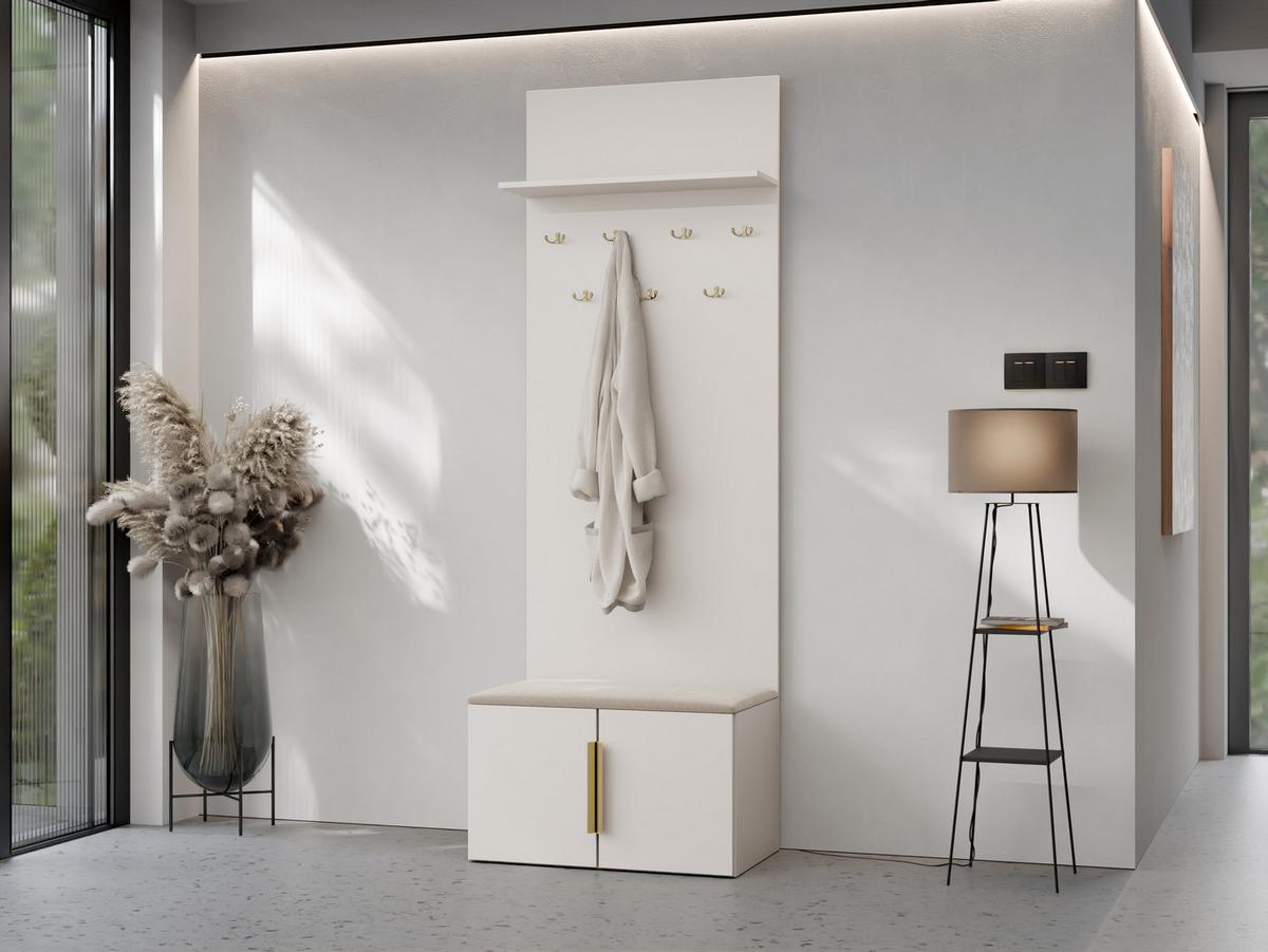 GARDEROBE MIT SITZBANK Kerkin - Sandfarben/Beige, Holzwerkstoff/Kunststoff (70/200/42cm) - MIRJAN24
