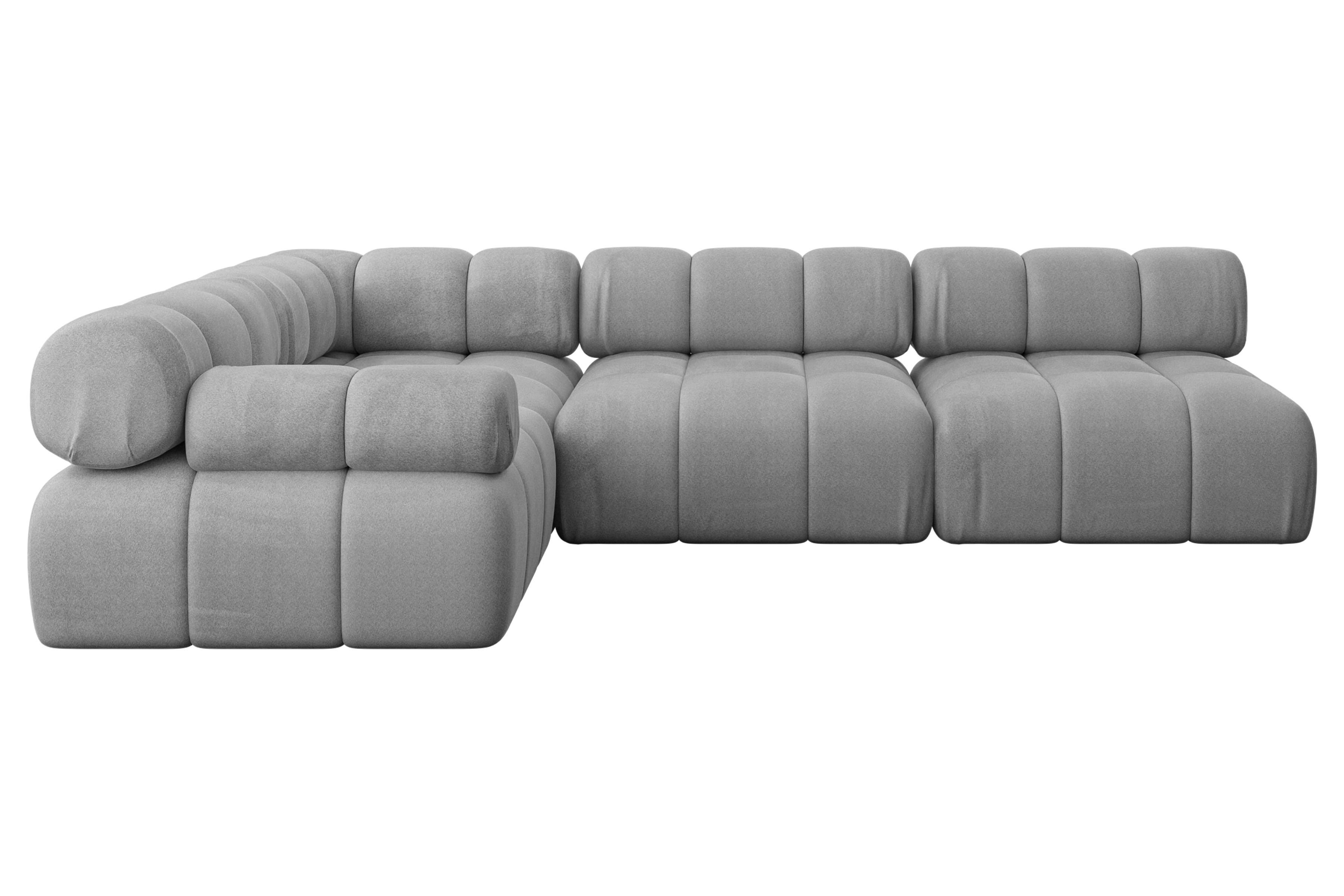 ECKSOFA modulares Sofa Mende-L2 - 285x190x70 cm Hellgrau Velours - Hellgrau, Holzwerkstoff/Textil (285/190cm) - ALTDECOR