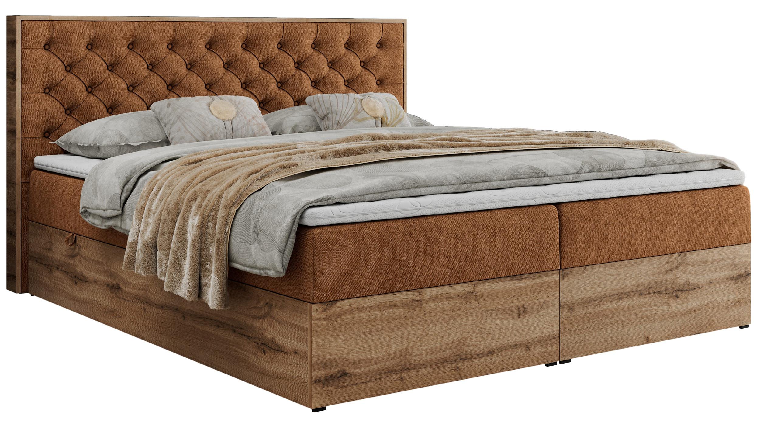 BOXBETT ALBERO 3 - 200/200 Orange Struktur - H4 - Orange, Holz/Textil (200/200cm) - MKS