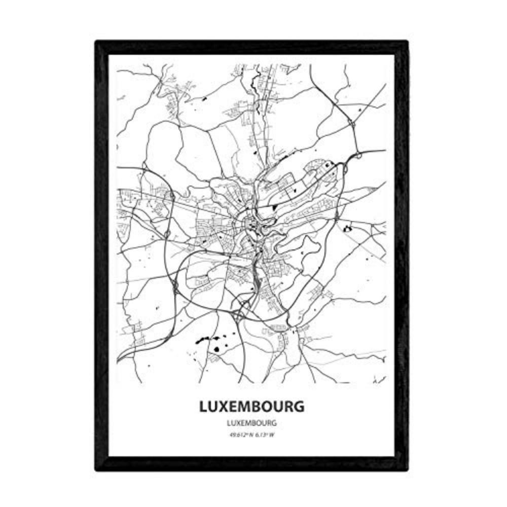 POSTER Karte Von Luxemburg - Luxemburg A3 Rahmenlos - Klar, Papier (29.7/5/42cm) - Nacnic