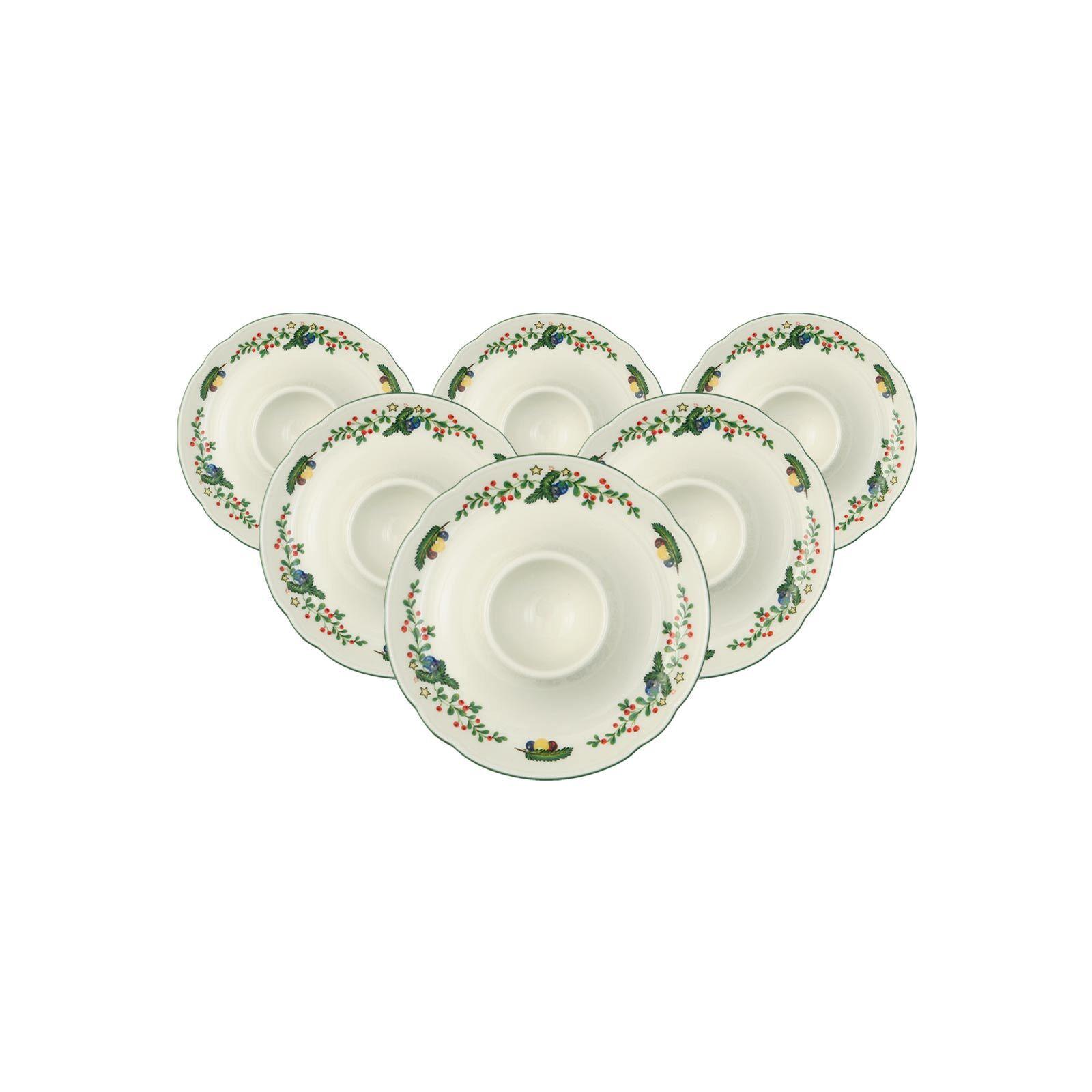 EIERBECHER MIT ABLAGE Marieluise Weihnachten weiß-grün ø 12,5 cm 6er Set - Weiß/Grün, Keramik (12.5/2.5/12.5cm) - Seltmann Weiden