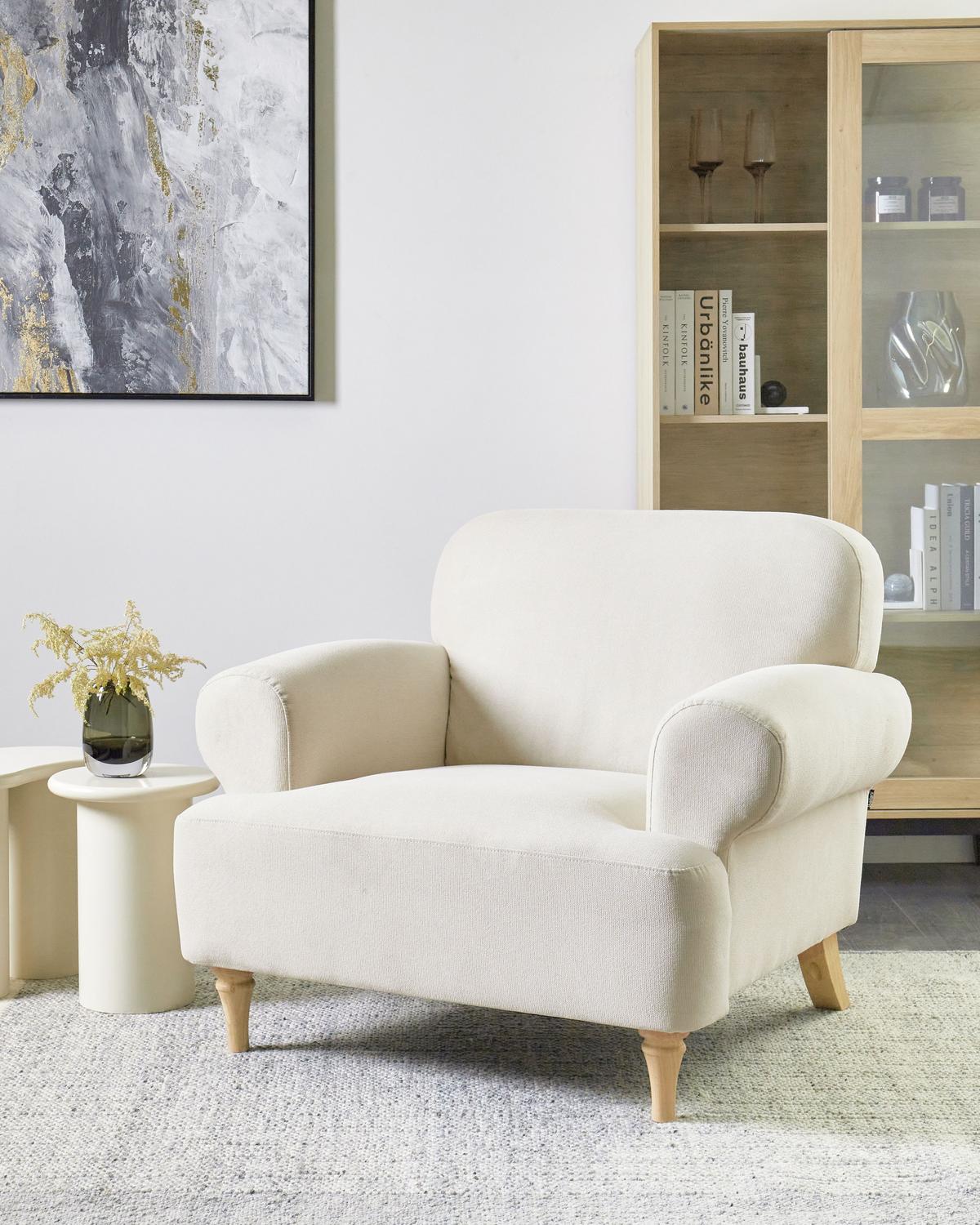 SESSEL Hellbeige Kiberg - Beige/Braun, Textil (103/83/98cm) - Beliani