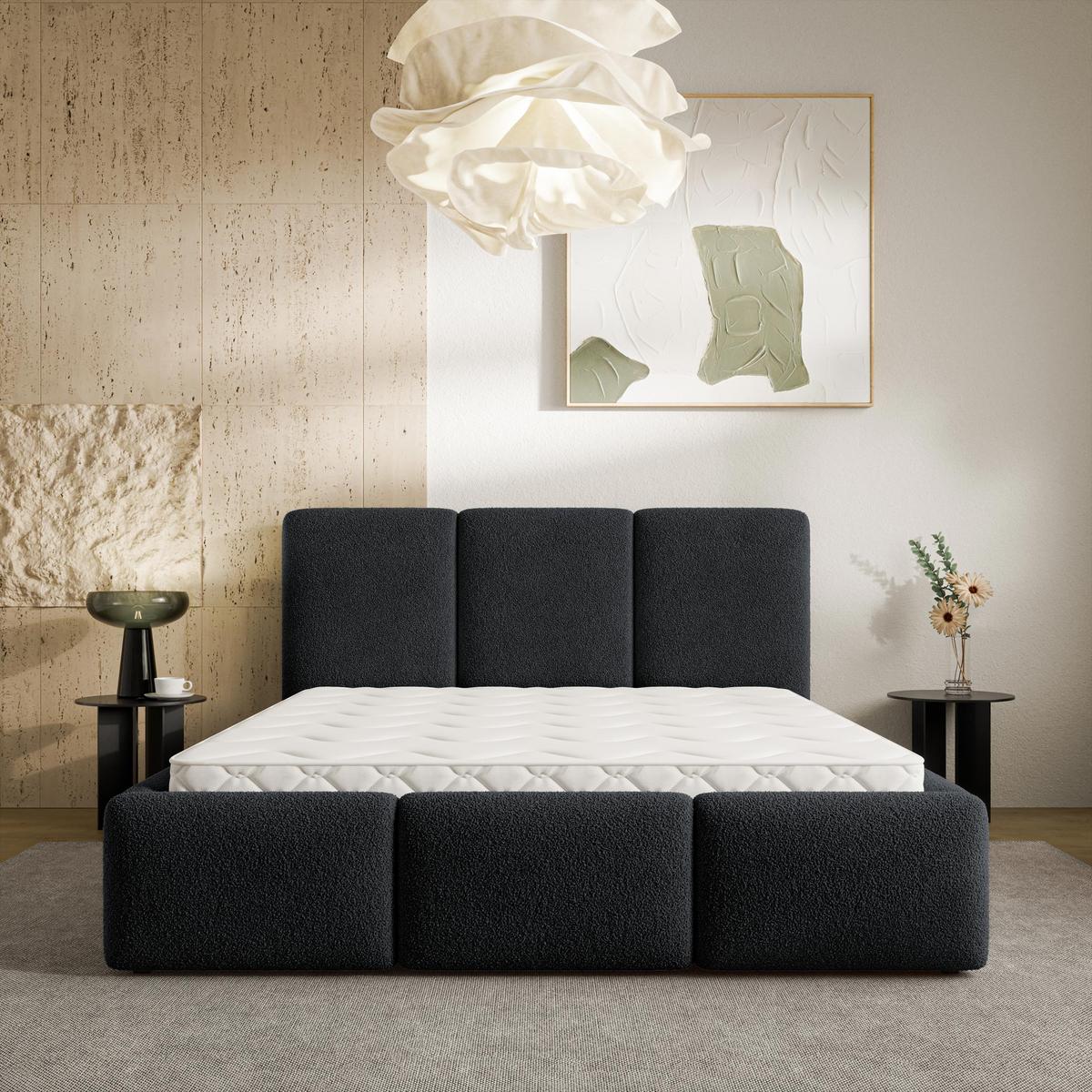 POLSTERBETT ARSIL 120x200 cm mit Bettkästen - Schwarz - Schwarz, Holz/Textil (120/200cm) - MASSENO