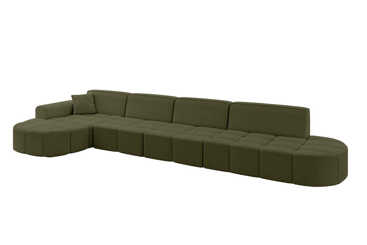 ECKSOFA Ottomane Links LIVO-L3 - 422x173x79,5 cm Grün - Grün, Holzwerkstoff/Textil (422/173cm) - ALTDECOR