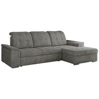 ECKSOFA MADRITO L - Grau Struktur - Rechts - Silberfarben/Grau, Textil/Metall (256/160cm)