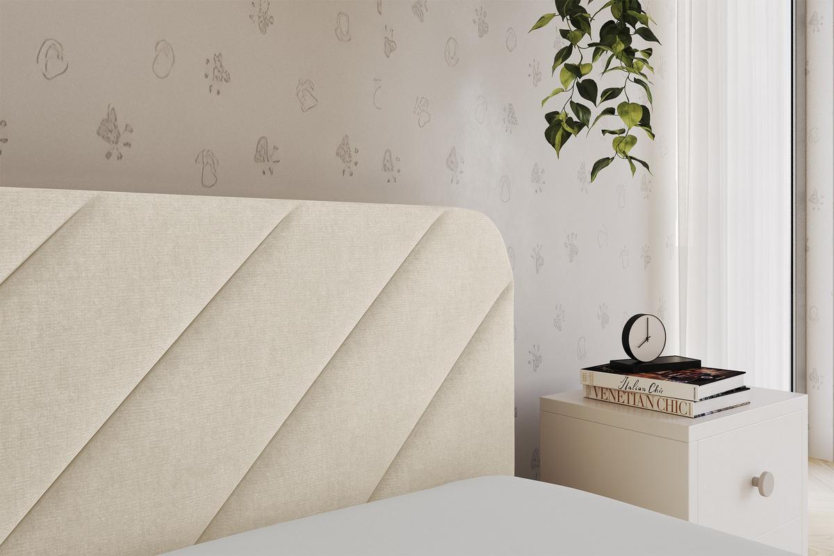 EINZELLBETT Jugendbett mit Bettkasten, Links - FIKY 100x200 Beige - Beige, Holzwerkstoff/Textil (100/200cm) - ALTDECOR