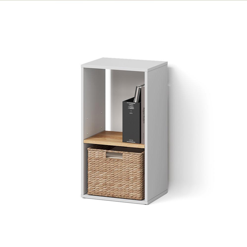 BÜCHERREGAL Lorena Weiß/Goldkraft Eiche mit 2 Fächern - Honigeiche/Weiß, Holzwerkstoff (40/74/30cm) - Livinity®