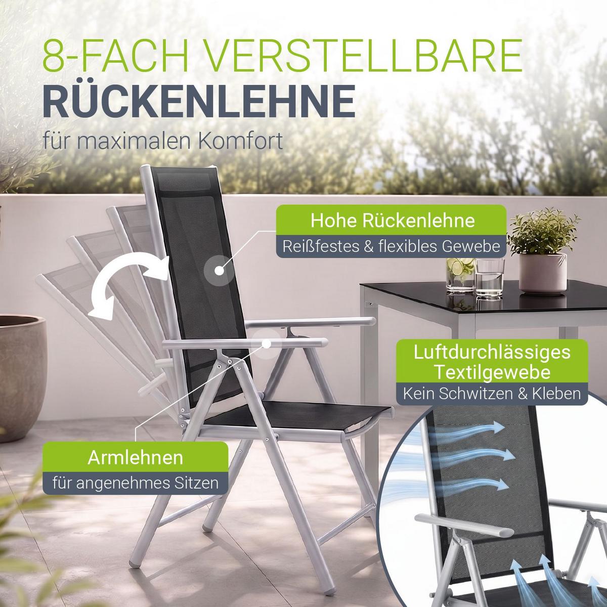 GARTENGARNITUR Milano 5-tlg. - Silberfarben, Metall - Juskys