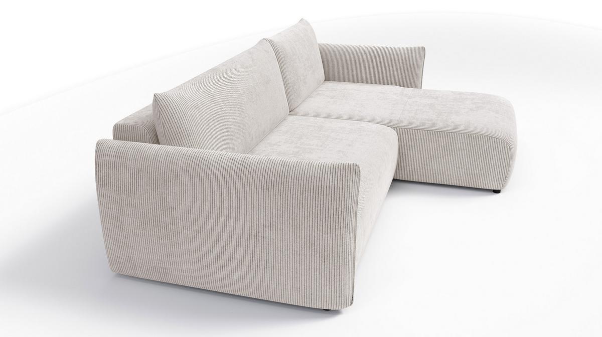 ECKSOFA TAUER 3-Sitzer links, perlweiß - Schwarz/Weiß, Holz/Textil (248/173cm) - Wozimo