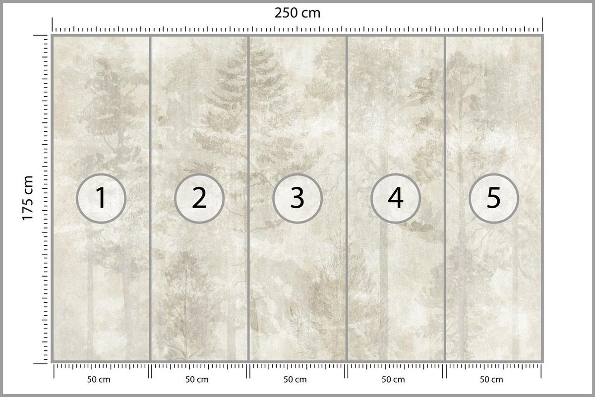 FOTOTAPETE für Wohnzimmer Boho Wald Bäume Beton Abstrakt Vintage Beige 250x175 - Beige/Braun, Papier (250/175cm) - Muralo
