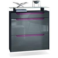 SCHUHSCHRANK Annie Grau Hochglanz / Brombeer Hochglanz - Brombeere/Grau, Holzwerkstoff (89/96/23cm) - Vladon